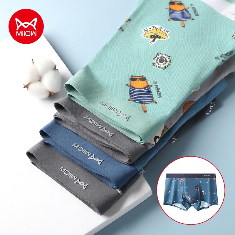 Boxer Brief Pack Cotton - MiiOW 4Pcs Animal Print Boxershorts Cotton