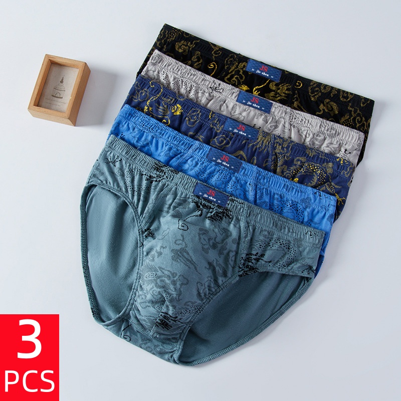 Boxer Brief Pack Cotton - 3 Pcs/Lot Men's Plus Size Pure