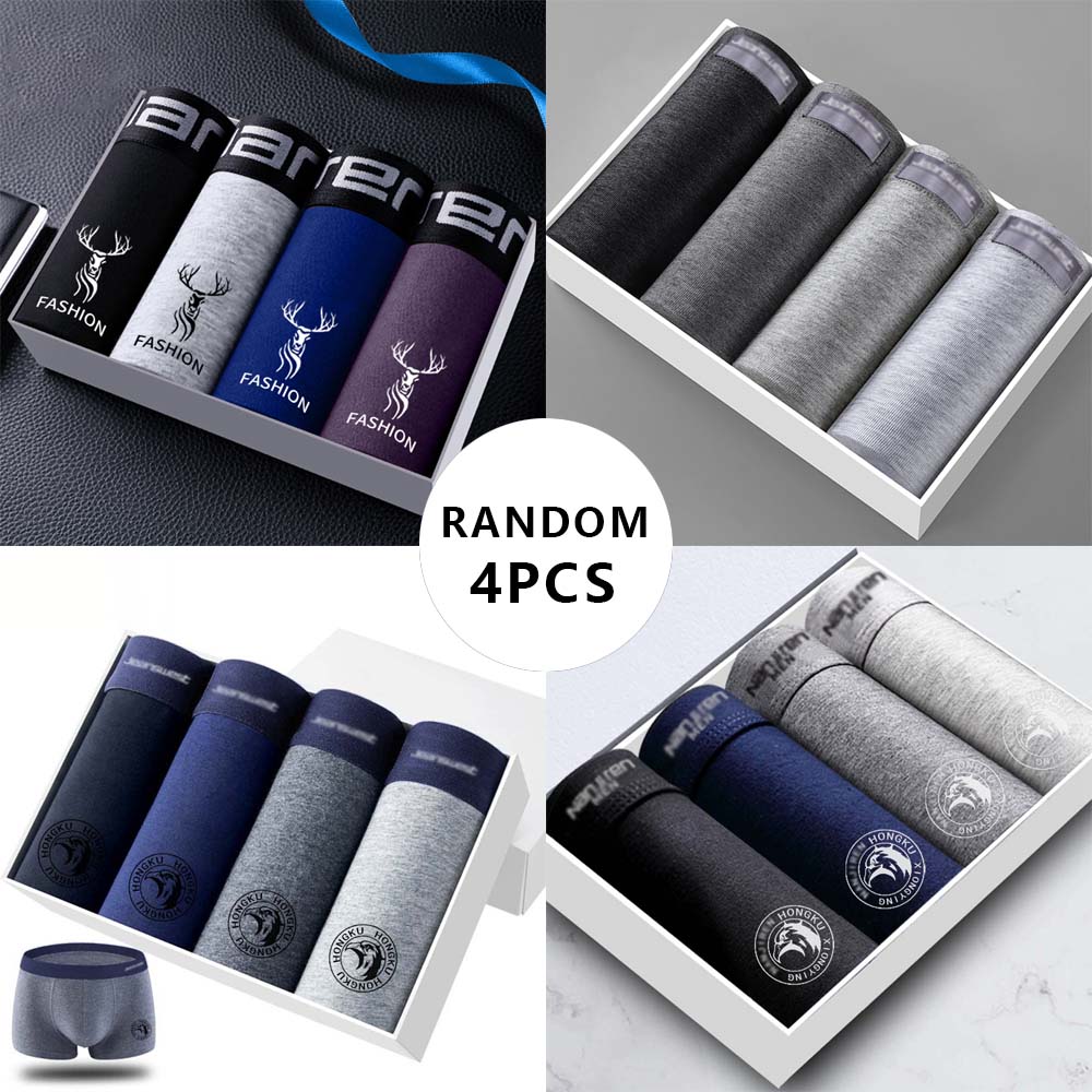 4Pcs Random Man Underwear Cott - Boxer Brief Pack Cotton บทวิจารณ์และราคา