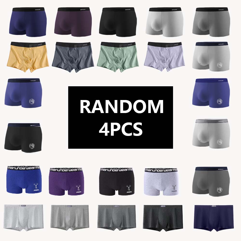 4Pcs Random Man Underwear Cott - Boxer Brief Pack Cotton บทวิจารณ์และราคา