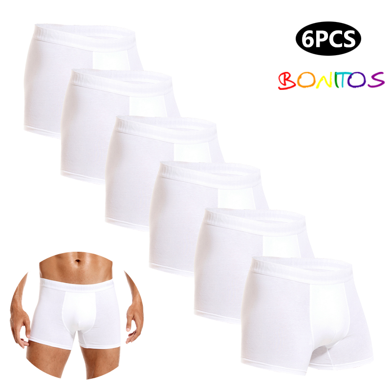 6pcs White Men Panties Cotton  - Boxer Brief Pack Cotton บทวิจารณ์และราคา