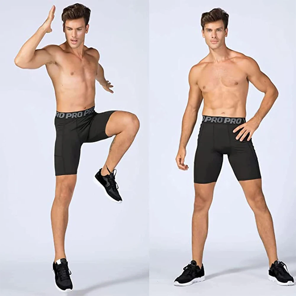 Mens Gym Shorts with Pockets W - Compression Shorts Athletes บทวิจารณ์และราคา