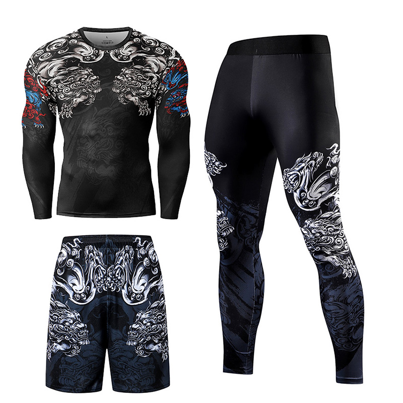 2/3PCS Men Jiu jitsu Tracksuit - Compression Long Pant บทวิจารณ์และราคา