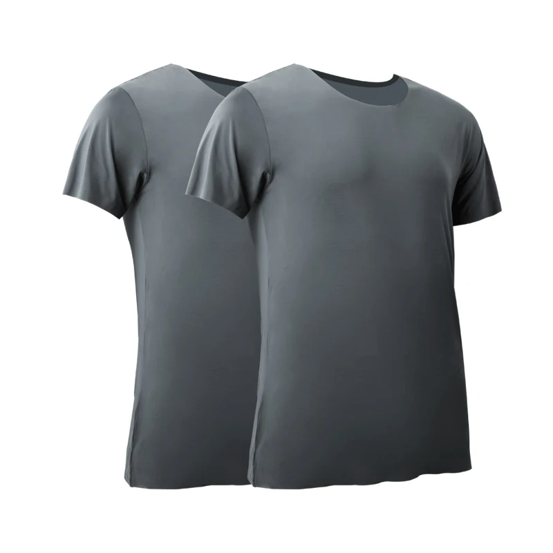 2PCS Men's Summer Ice Silk Sea - Undershirt Crew Neck บทวิจารณ์และราคา