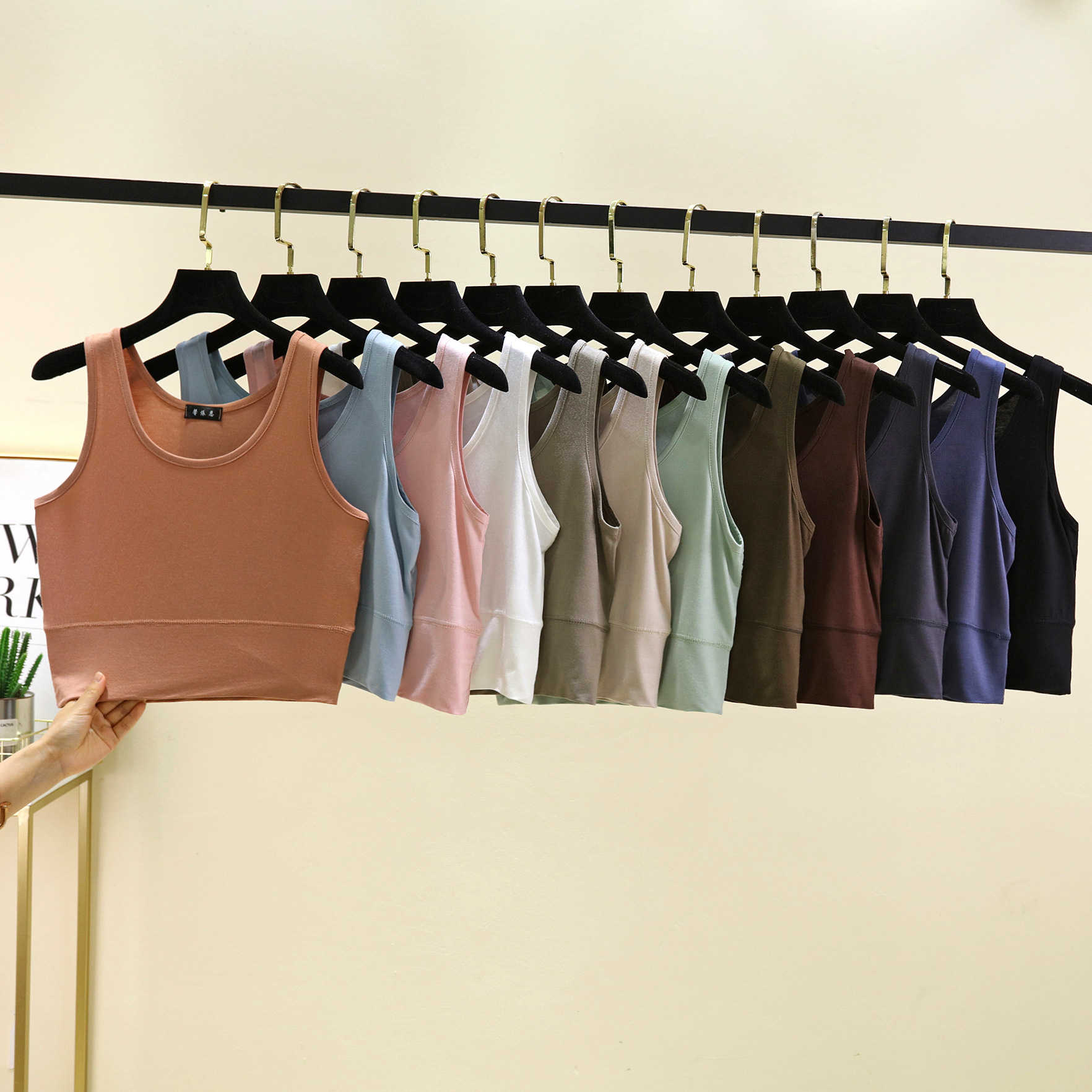 Modal O Neck cropped top Elast - Sleeveless Undershirt บทวิจารณ์และราคา