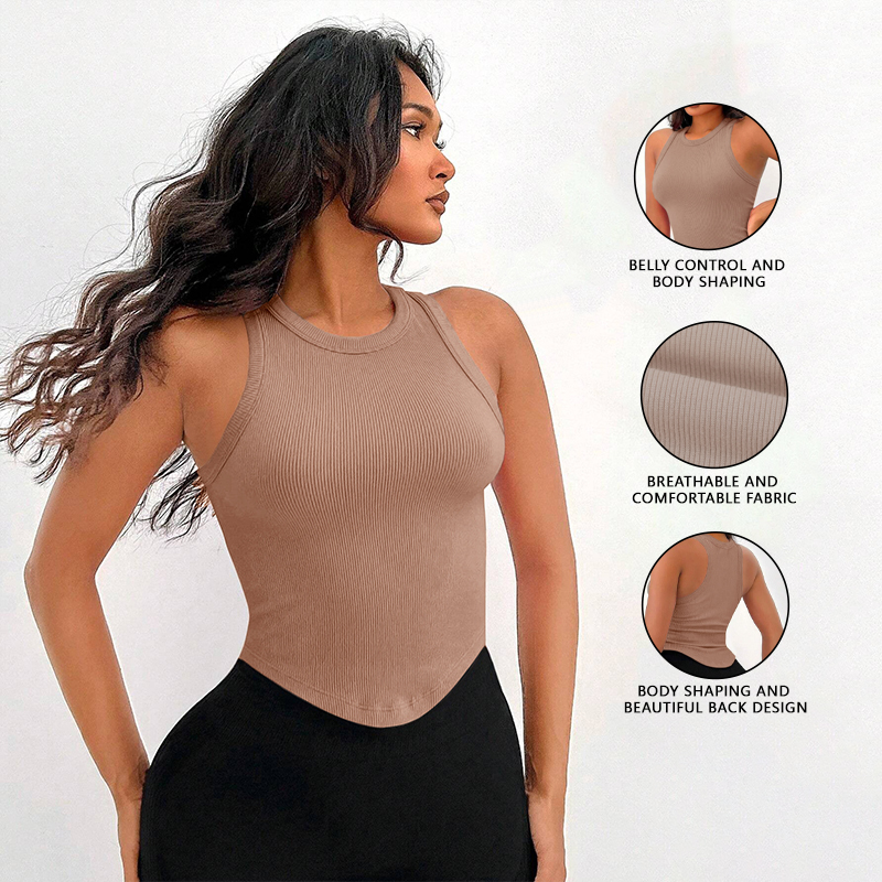 Womens Ribbed Racerback Curved - Tank Top Ribbed บทวิจารณ์และราคา