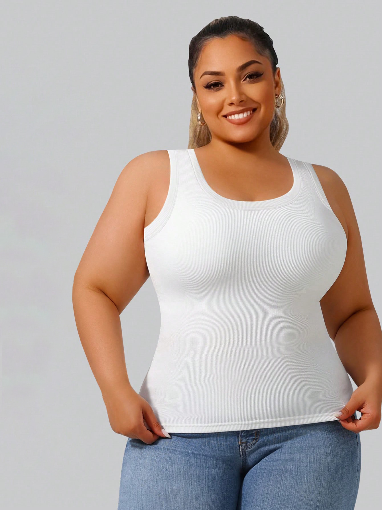 Plus Size Women's Solid Ribbed - Tank Top Ribbed บทวิจารณ์และราคา
