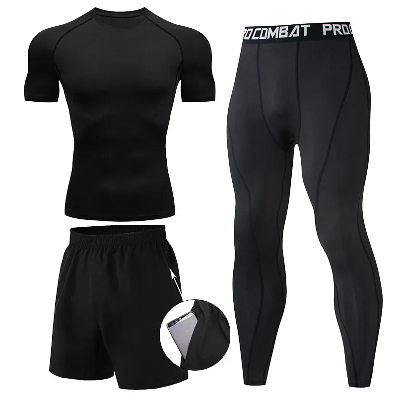 3 Pieces Fitness Suits Athleti - Compression Shorts Athletes บทวิจารณ์และราคา