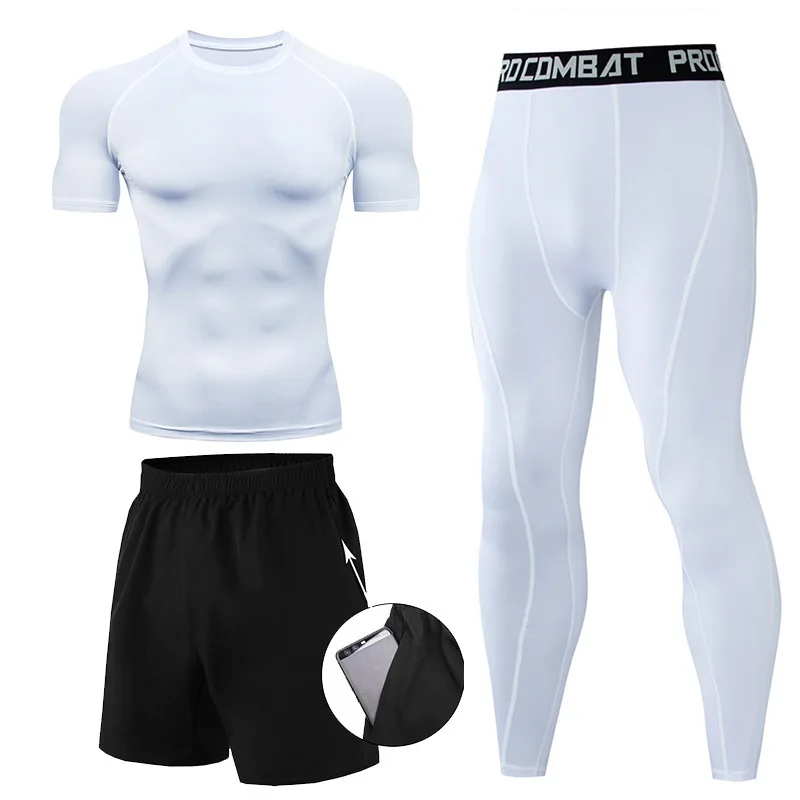 3 Pieces Fitness Suits Athleti - Compression Shorts Athletes บทวิจารณ์และราคา