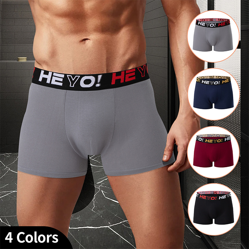 4-piece set of men's solid col - Boxer Brief Pack Cotton บทวิจารณ์และราคา