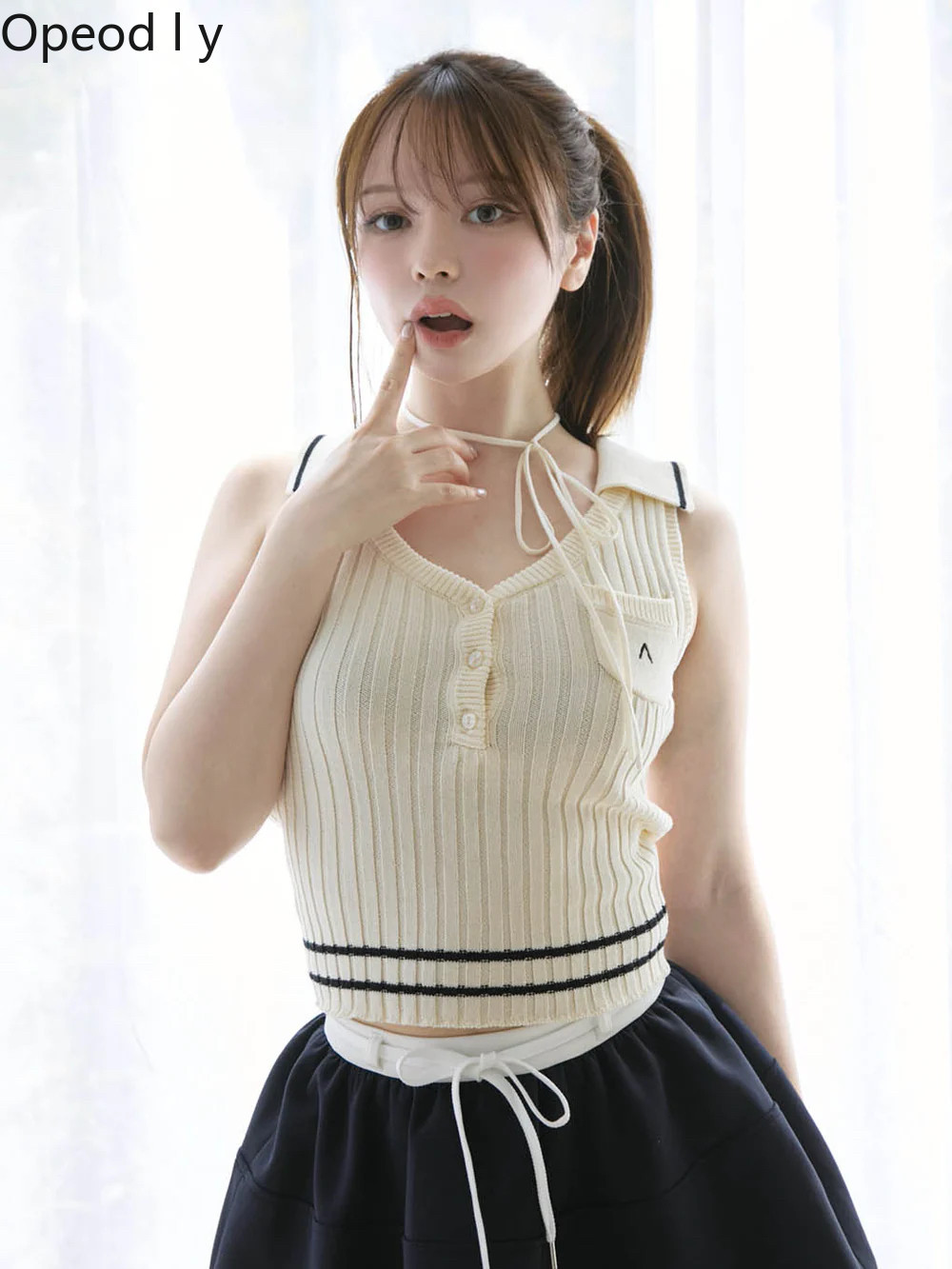Japanese Sweet Lapel Twist V-n - Suspender Tank Top บทวิจารณ์และราคา
