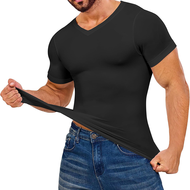 Men V Neck Compression Shirts  - Undershirt Crew Neck บทวิจารณ์และราคา