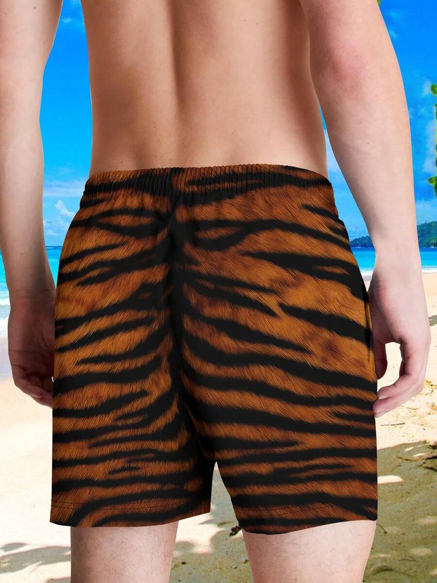 Mens Tiger Print Beach Shorts  - Trunk Breathable Men บทวิจารณ์และราคา