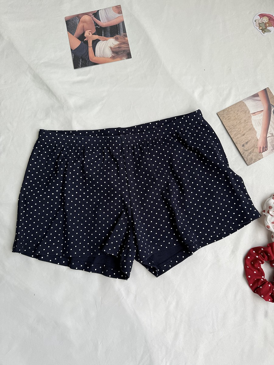 Navy Dot Ribbed Shorts Sets Wo - Tank Top Ribbed บทวิจารณ์และราคา