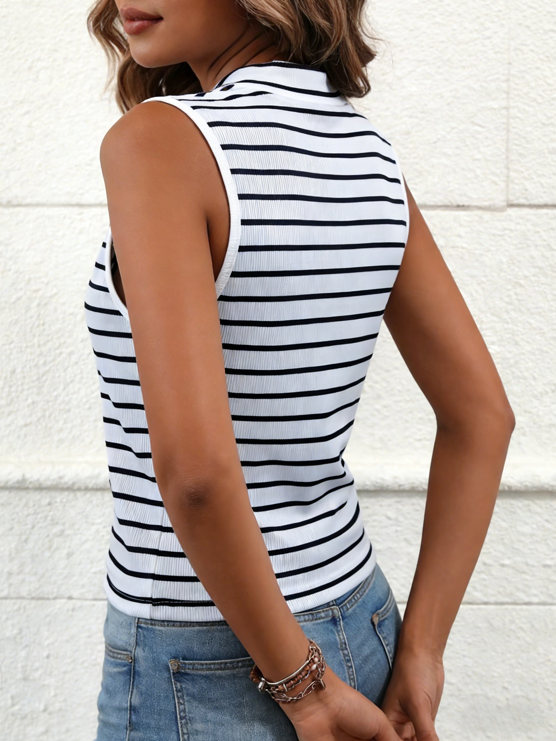 Women Sleeveless Top Black Whi - Tank Top Ribbed บทวิจารณ์และราคา