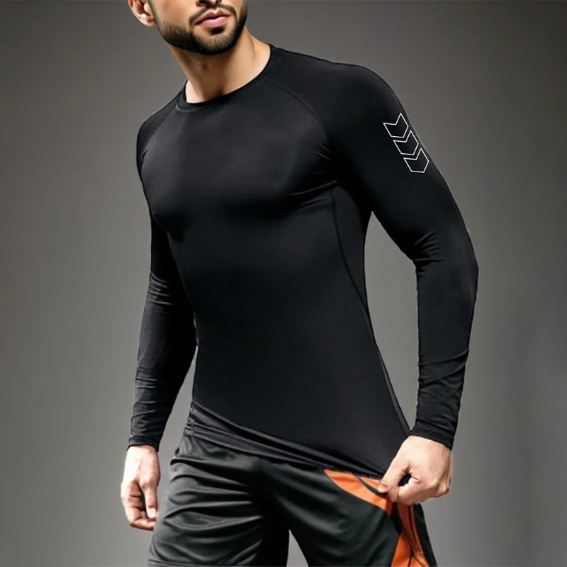 Men Quick-dry T-shirt Long Sle - Base Layer Top บทวิจารณ์และราคา